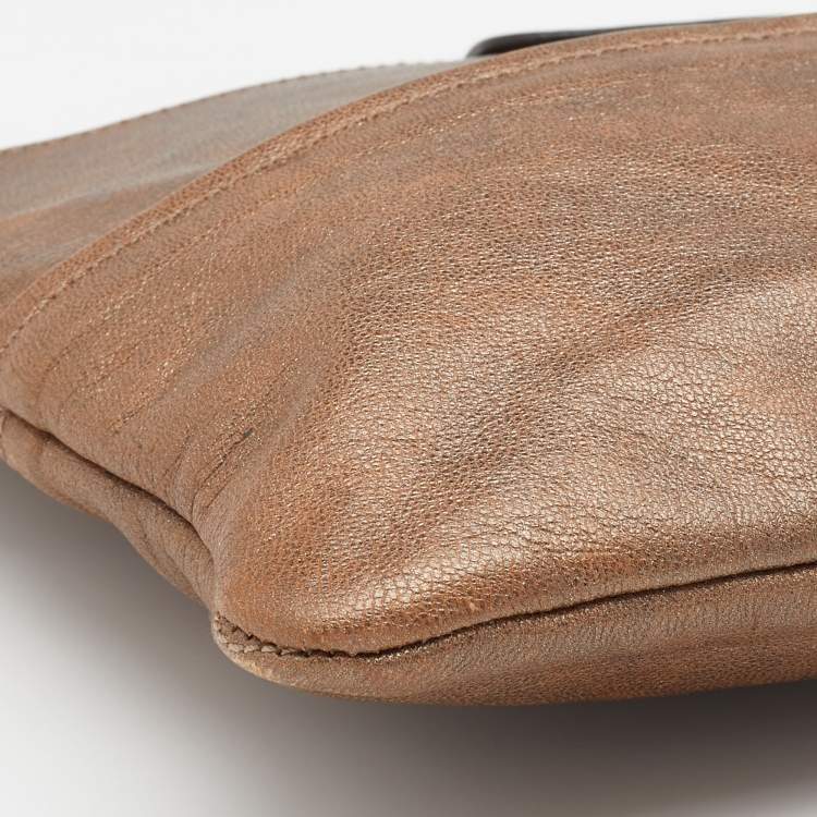 Pre Owned Chloe Metallic Bronze Leather Clutch