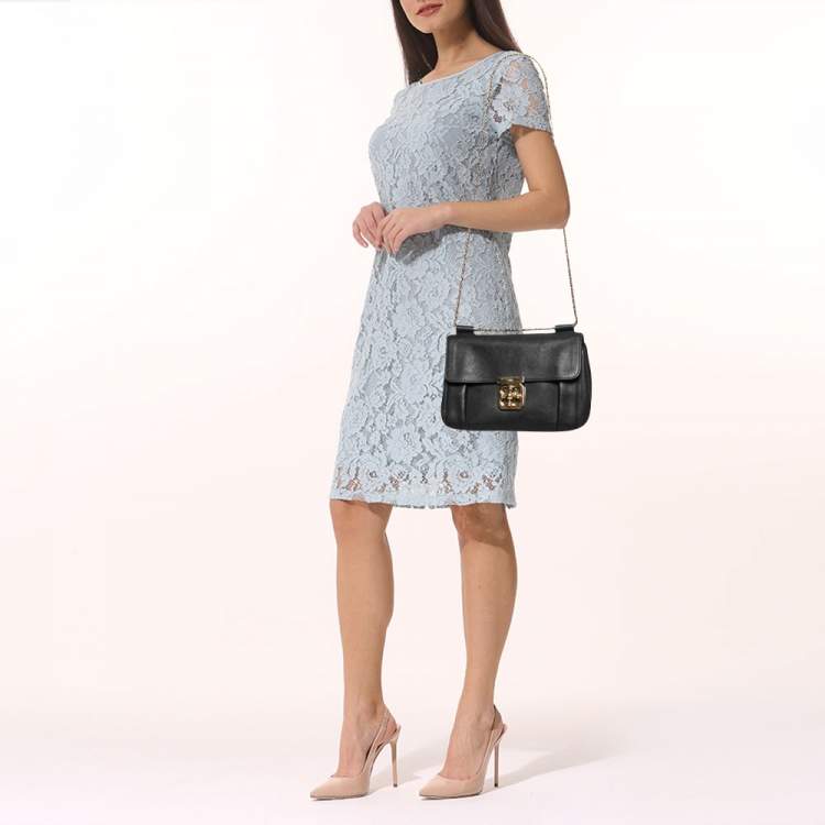 Pre Owned Chloé Black Leather Medium Elsie Shoulder Bag