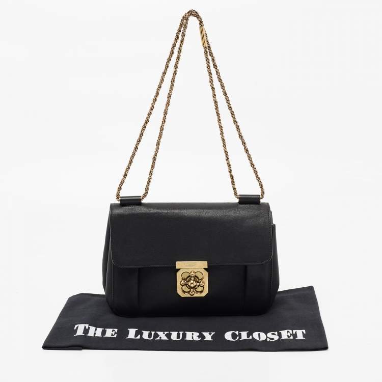 Pre Owned Chloé Black Leather Medium Elsie Shoulder Bag