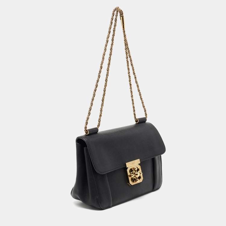 Pre Owned Chloé Black Leather Medium Elsie Shoulder Bag