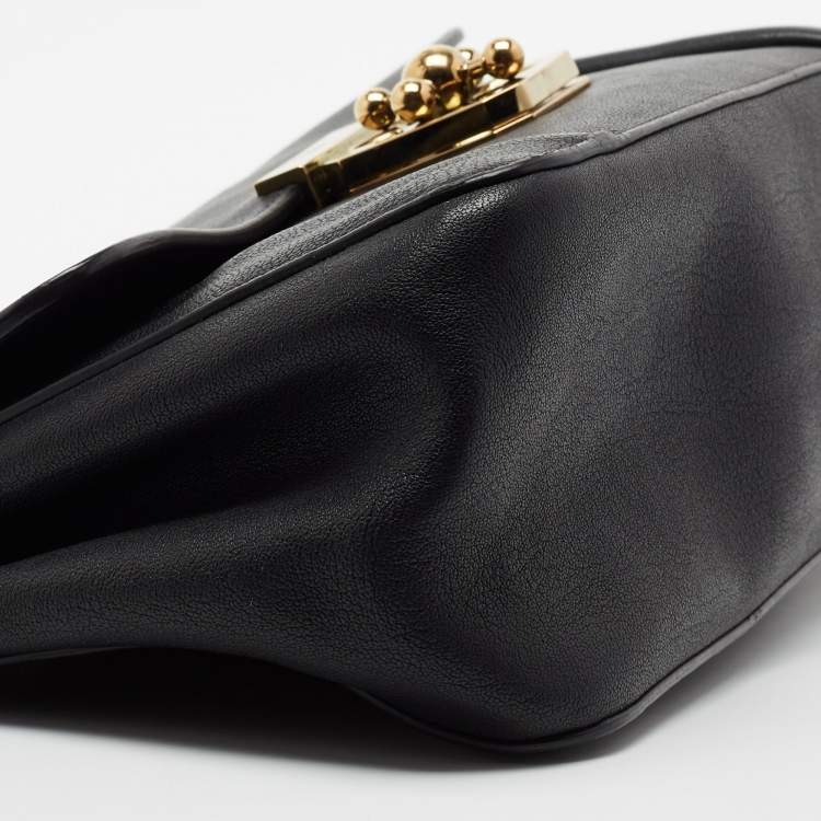 Pre Owned Chloé Black Leather Medium Elsie Shoulder Bag