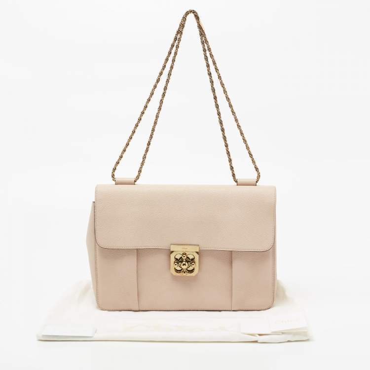 Pre Owned Chloe Beige Leather Large Elsie Shoulder Bag