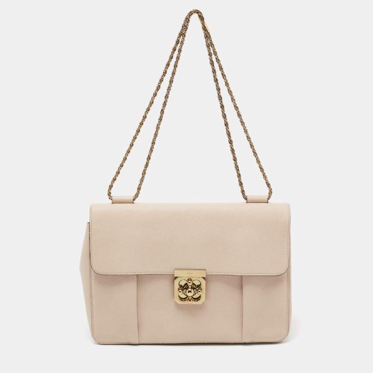 Pre Owned Chloe Beige Leather Large Elsie Shoulder Bag