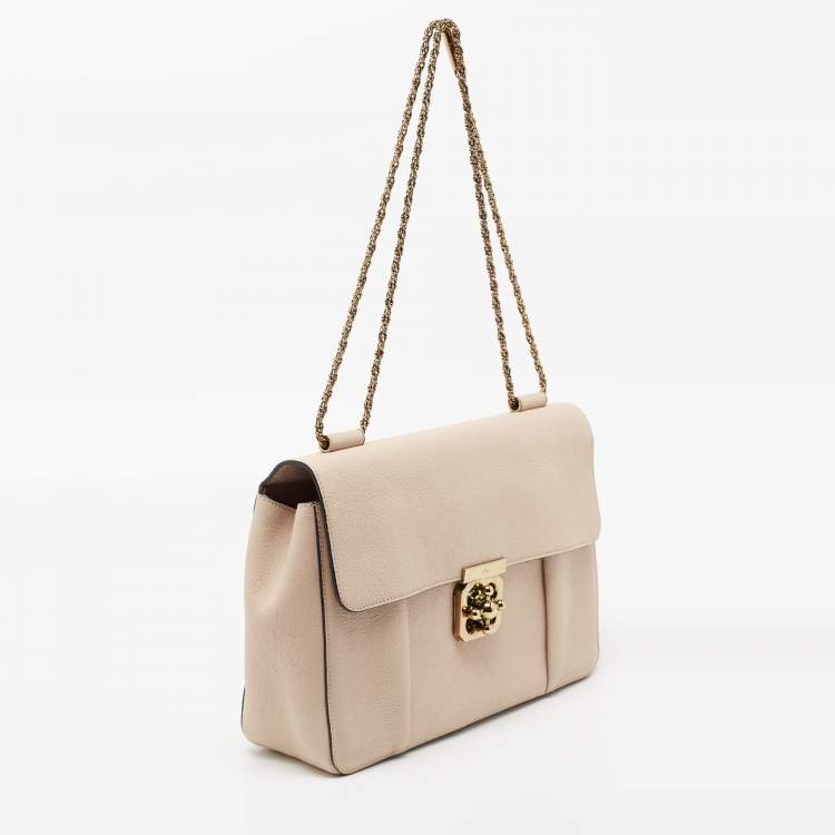 Pre Owned Chloe Beige Leather Large Elsie Shoulder Bag