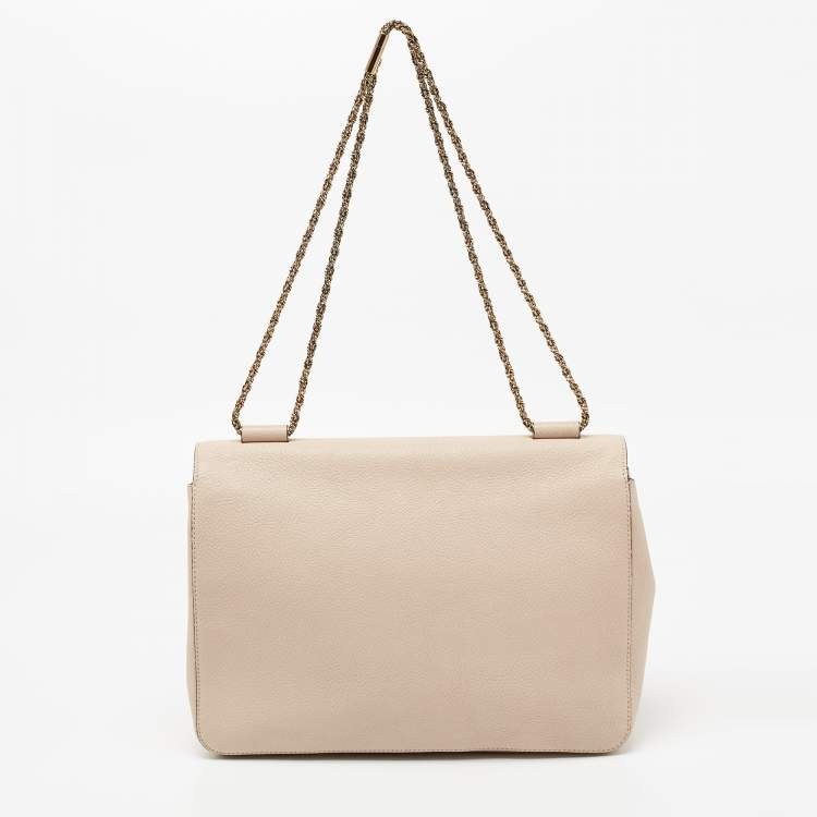 Pre Owned Chloe Beige Leather Large Elsie Shoulder Bag