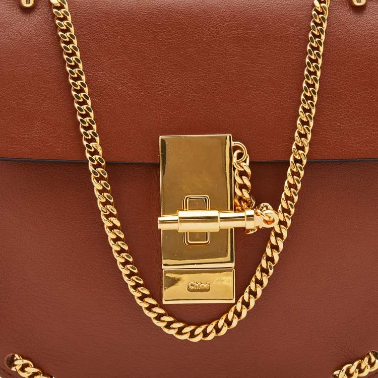 Pre Owned Chloe Brown Leather Mini Drew Shoulder Bag