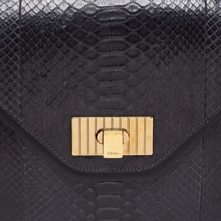 Pre Owned Chloé Black Python Leather Medium Sally Shoulder Bag