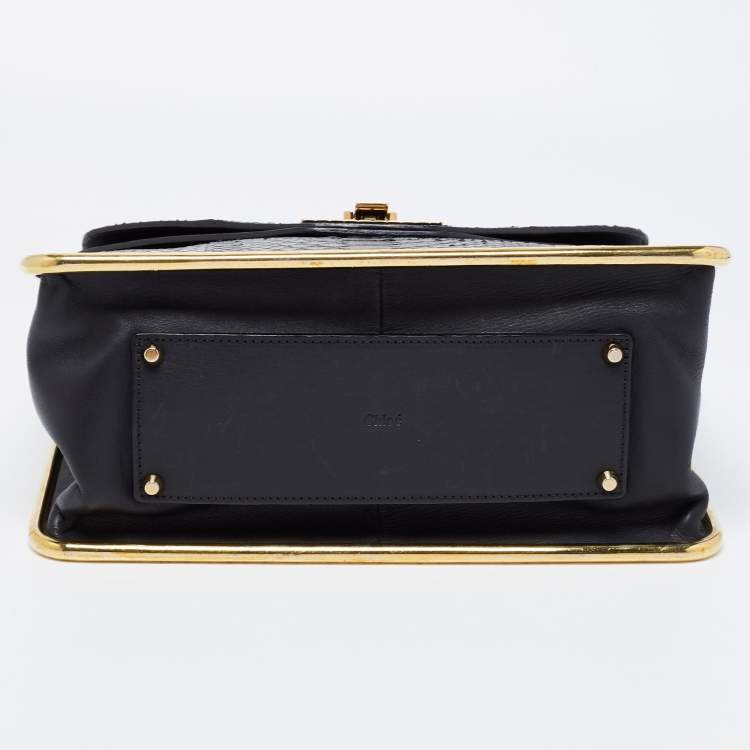 Pre Owned Chloé Black Python Leather Medium Sally Shoulder Bag