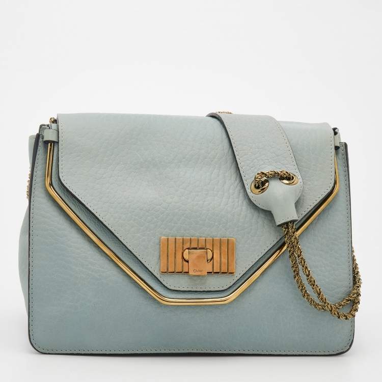 Pre Owned Chloe Mint Green Leather Sally Shoulder Bag
