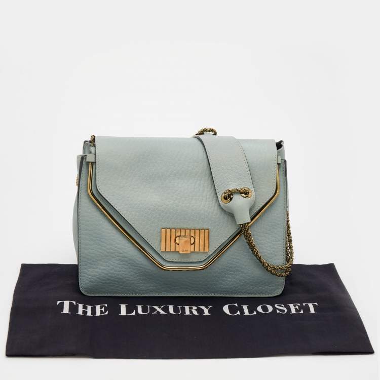 Pre Owned Chloe Mint Green Leather Sally Shoulder Bag