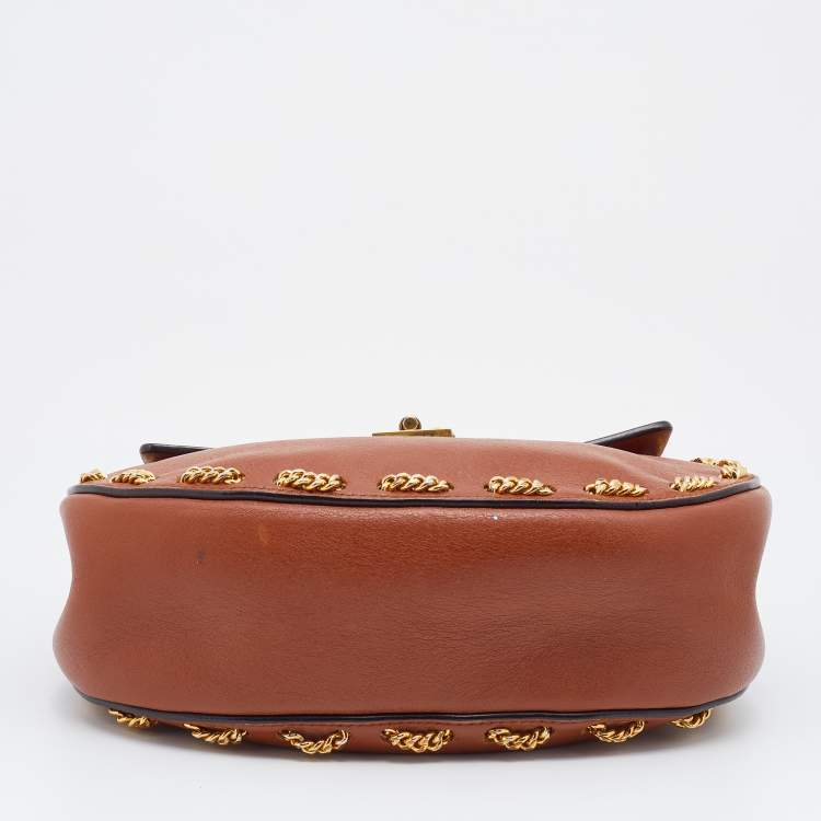 Pre Owned Chloe Brown Leather Medium Chain Detail Drew Shoulder Bag
