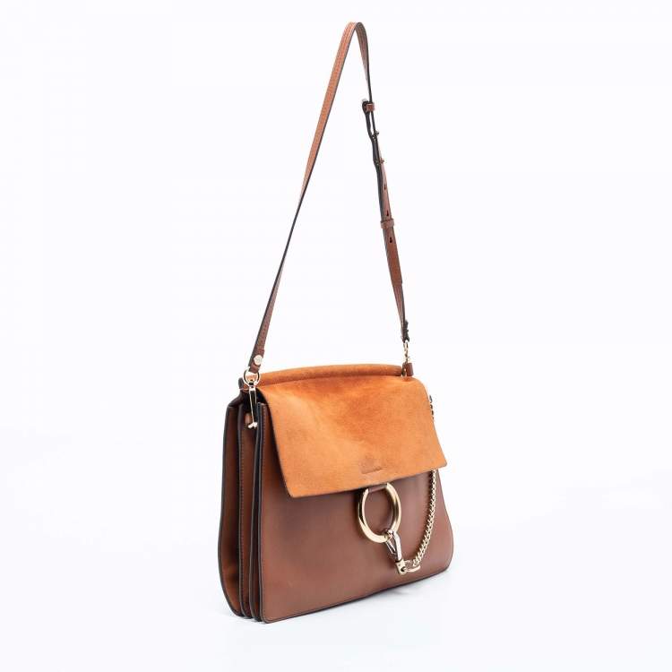 Pre Owned Chloe Brown/Orange Leather And Suede Faye Shoulder Bag