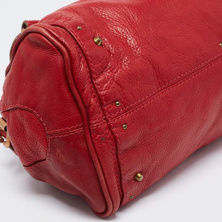 Pre Owned Chloe Red Leather Medium Paddington Satchel