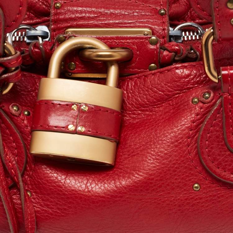 Pre Owned Chloe Red Leather Medium Paddington Satchel