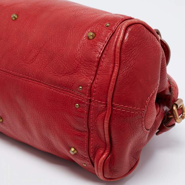 Pre Owned Chloe Red Leather Medium Paddington Satchel