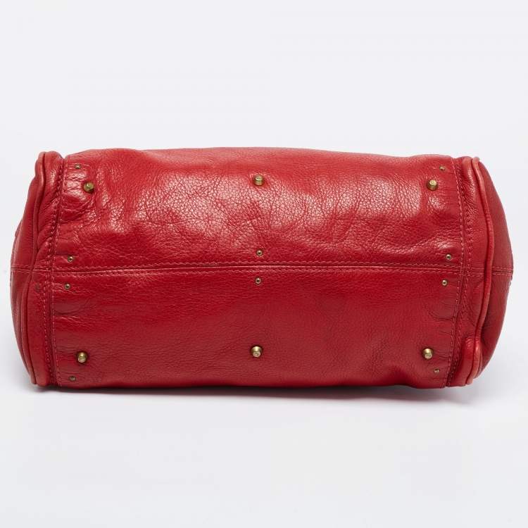 Pre Owned Chloe Red Leather Medium Paddington Satchel