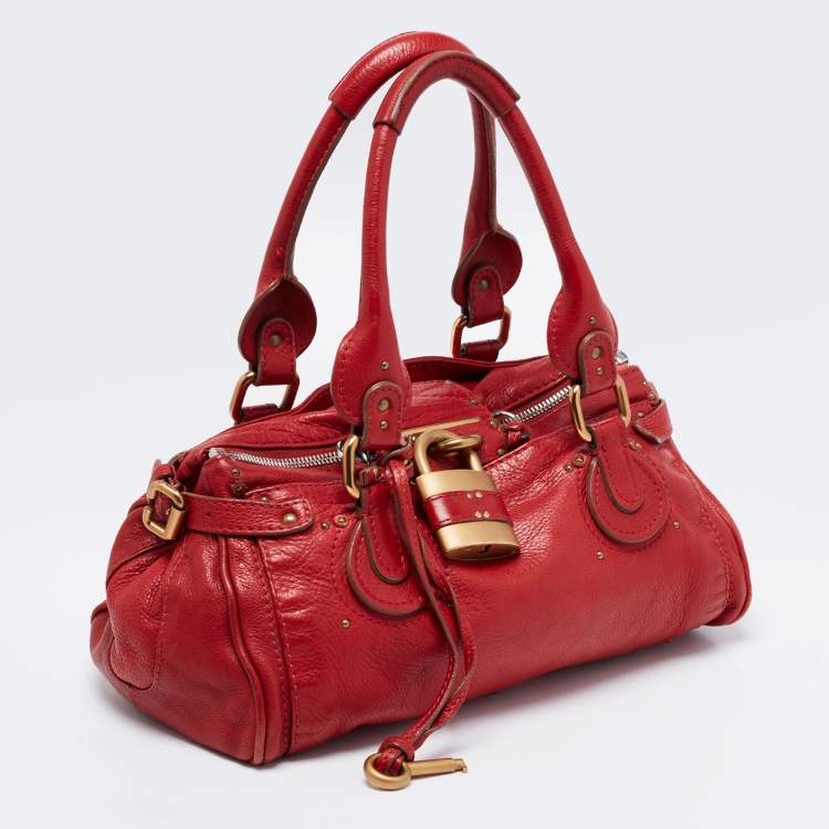 Pre Owned Chloe Red Leather Medium Paddington Satchel