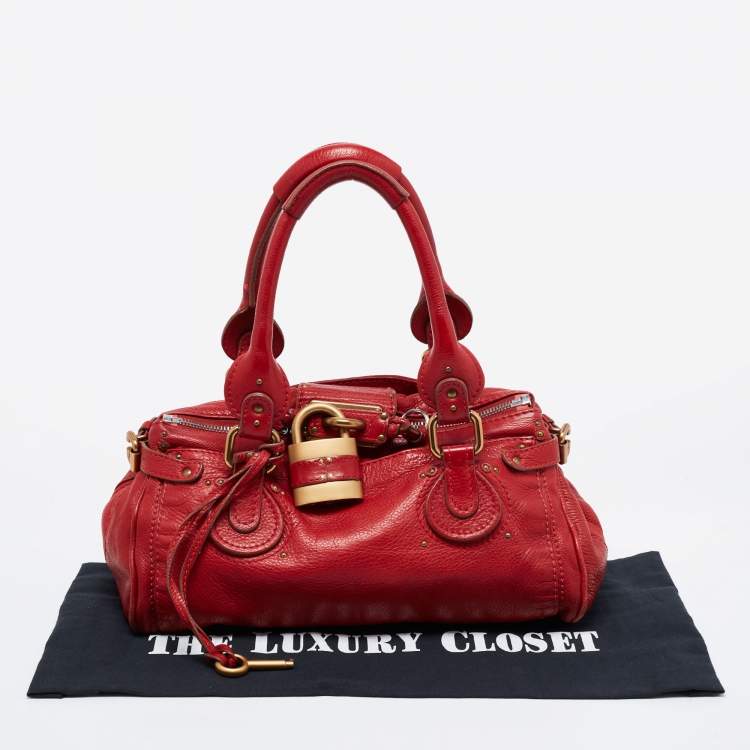 Pre Owned Chloe Red Leather Medium Paddington Satchel