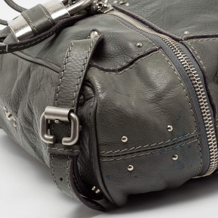 Pre Owned Chloe Grey studded Leather Paddington Tote
