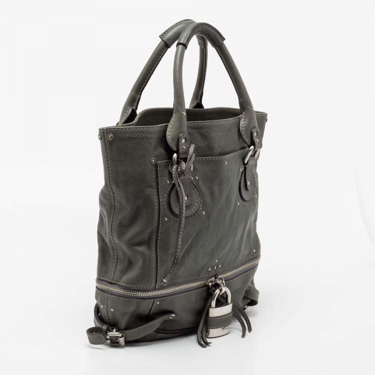 Pre Owned Chloe Grey studded Leather Paddington Tote
