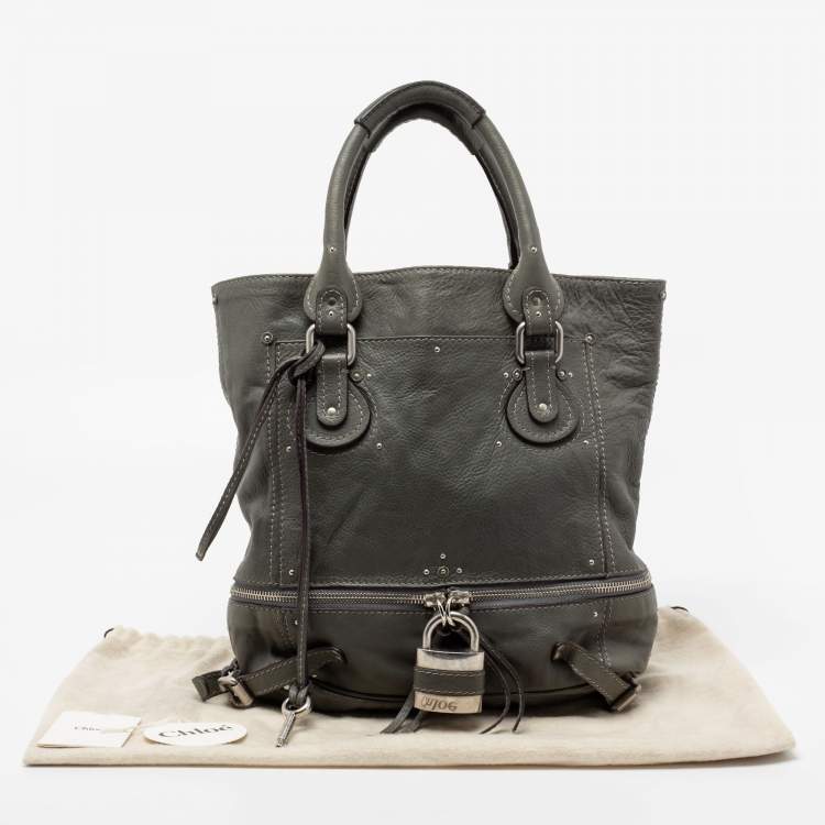 Pre Owned Chloe Grey studded Leather Paddington Tote