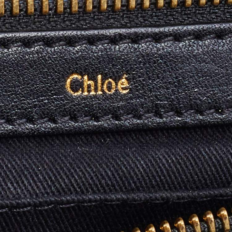 Pre Owned Chloe Black/Off White Leather Alice Satchel