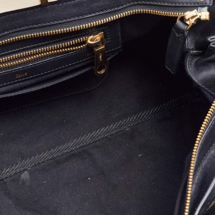 Pre Owned Chloe Black/Off White Leather Alice Satchel