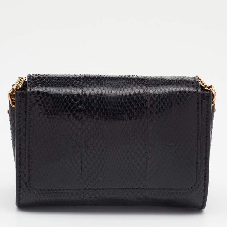 Pre Owned Chloe Black Python Leather Elle Chain Bag