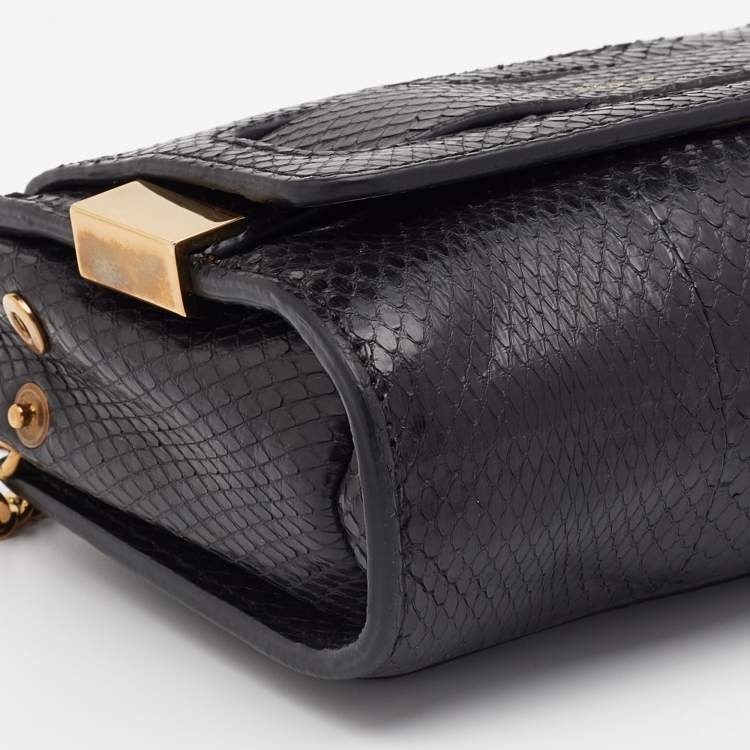 Pre Owned Chloe Black Python Leather Elle Chain Bag