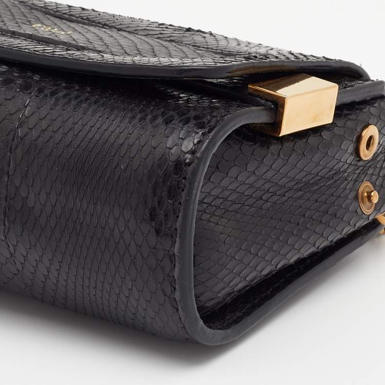 Pre Owned Chloe Black Python Leather Elle Chain Bag