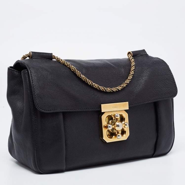 Pre Owned Chloe Black Leather Medium Elsie Shoulder Bag
