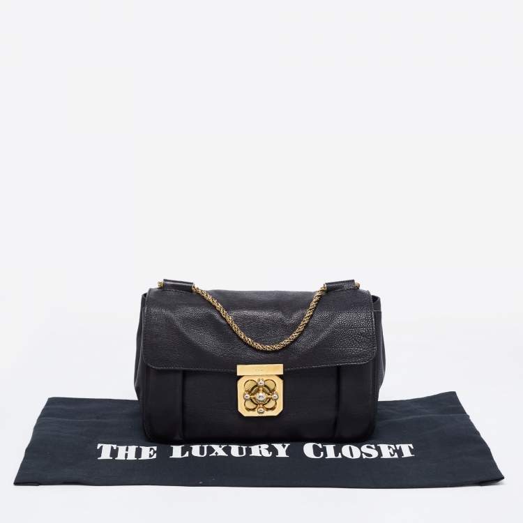 Pre Owned Chloe Black Leather Medium Elsie Shoulder Bag
