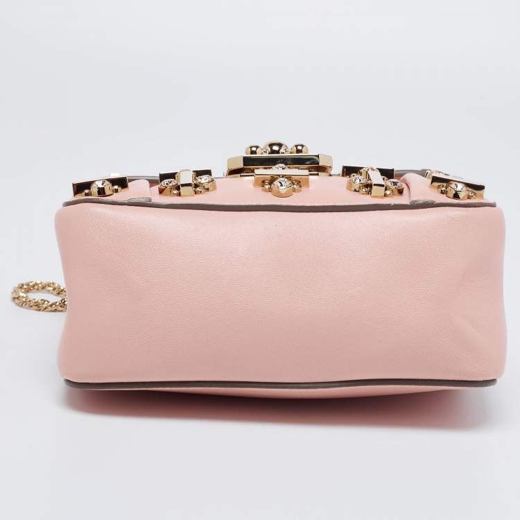 Pre Owned Chloe Pink Leather Crystal Embellished Elsie Shoulder Bag