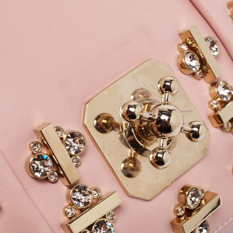 Pre Owned Chloe Pink Leather Crystal Embellished Elsie Shoulder Bag
