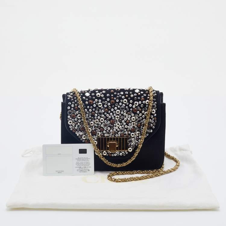 Pre Owned Chloe Black Satin and Leather Mini Sally Shoulder Bag
