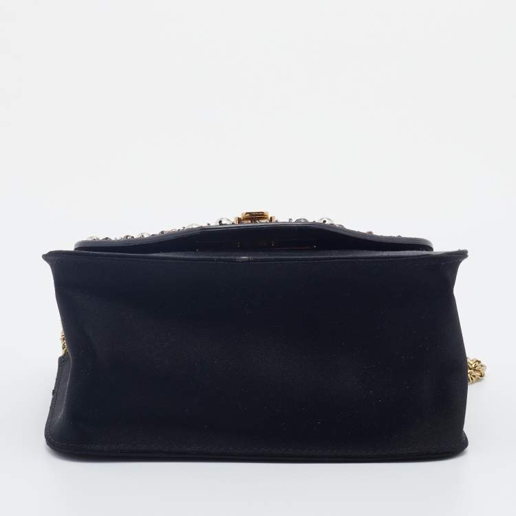 Pre Owned Chloe Black Satin and Leather Mini Sally Shoulder Bag
