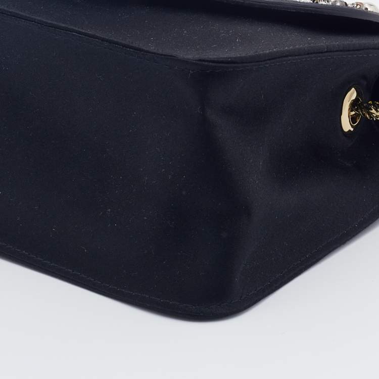 Pre Owned Chloe Black Satin and Leather Mini Sally Shoulder Bag