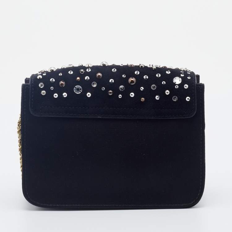 Pre Owned Chloe Black Satin and Leather Mini Sally Shoulder Bag