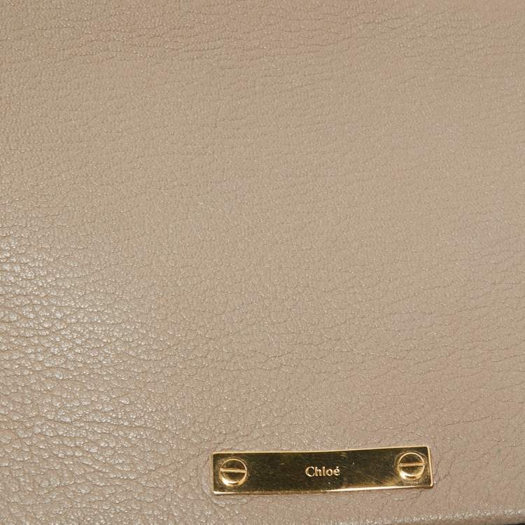 Pre Owned Chloe Grey Leather Flap Clutch