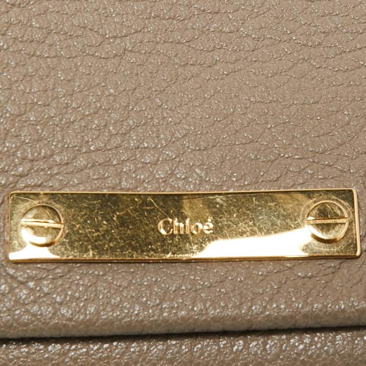 Pre Owned Chloe Grey Leather Flap Clutch