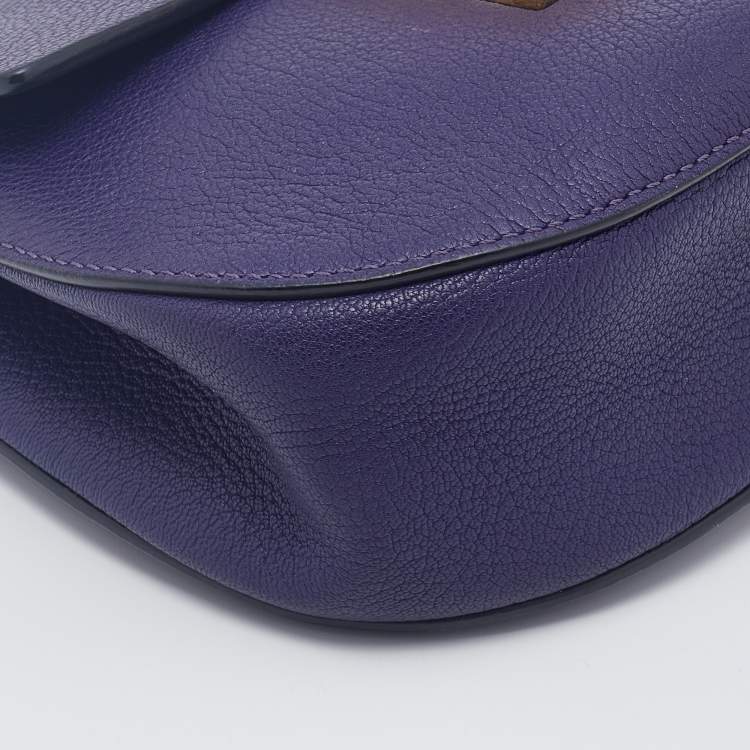 Pre Owned Chloe Purple Leather Small Drew Crossbody Bag