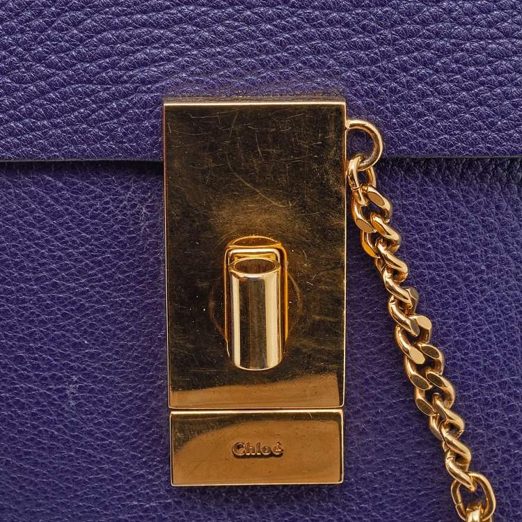 Pre Owned Chloe Purple Leather Small Drew Crossbody Bag