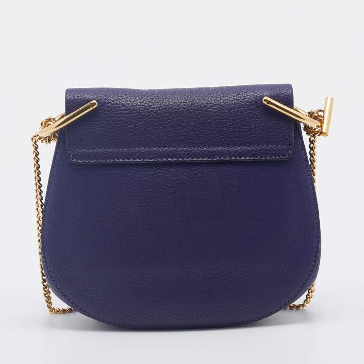 Pre Owned Chloe Purple Leather Small Drew Crossbody Bag