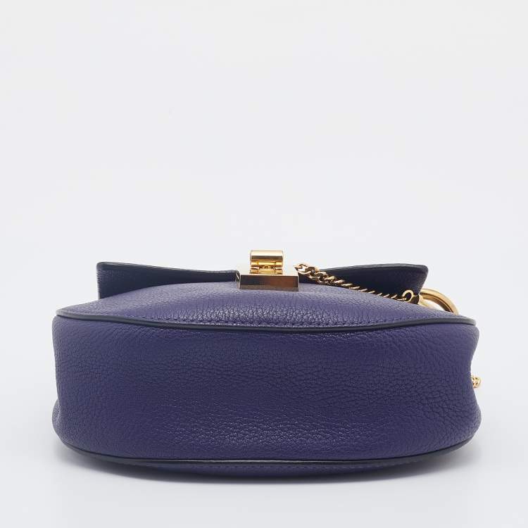 Pre Owned Chloe Purple Leather Small Drew Crossbody Bag