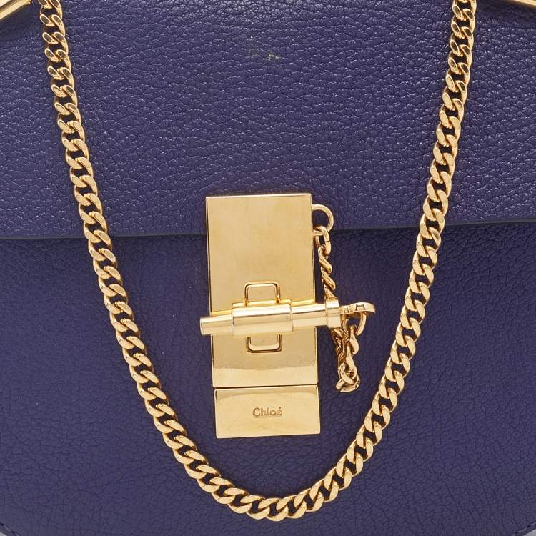 Pre Owned Chloe Purple Leather Small Drew Crossbody Bag