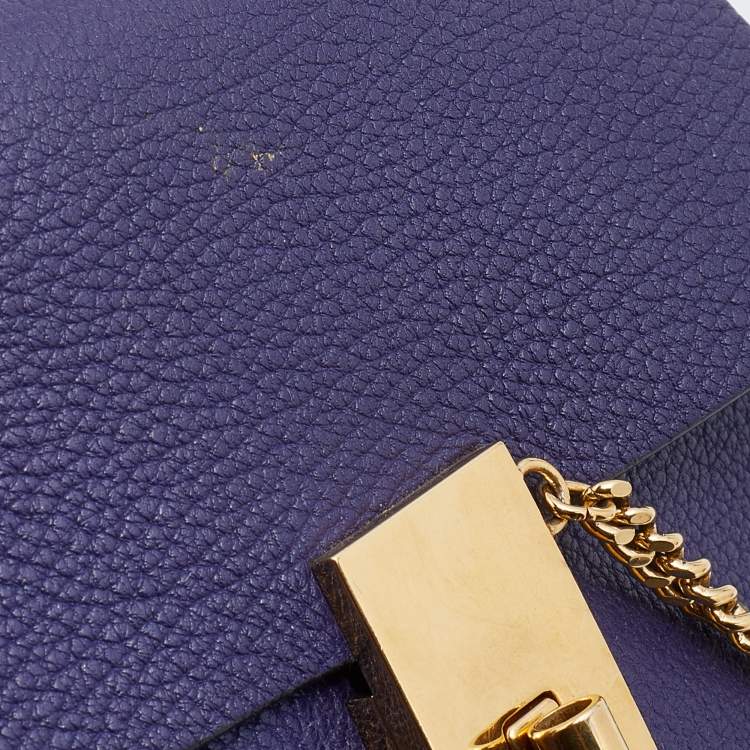 Pre Owned Chloe Purple Leather Small Drew Crossbody Bag