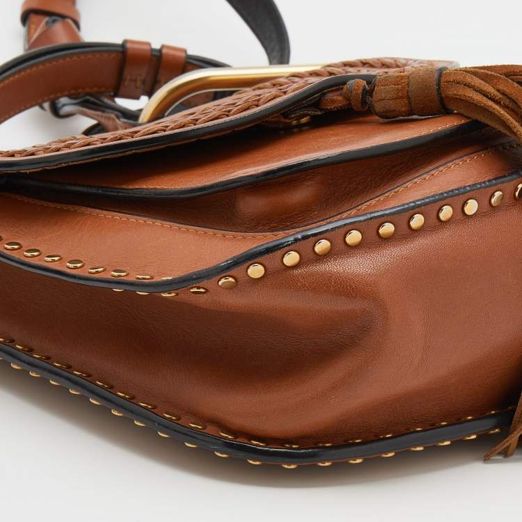 Pre Owned Chloe Brown Leather Small Braided Hudson Shoulder Bag