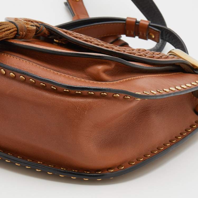 Pre Owned Chloe Brown Leather Small Braided Hudson Shoulder Bag