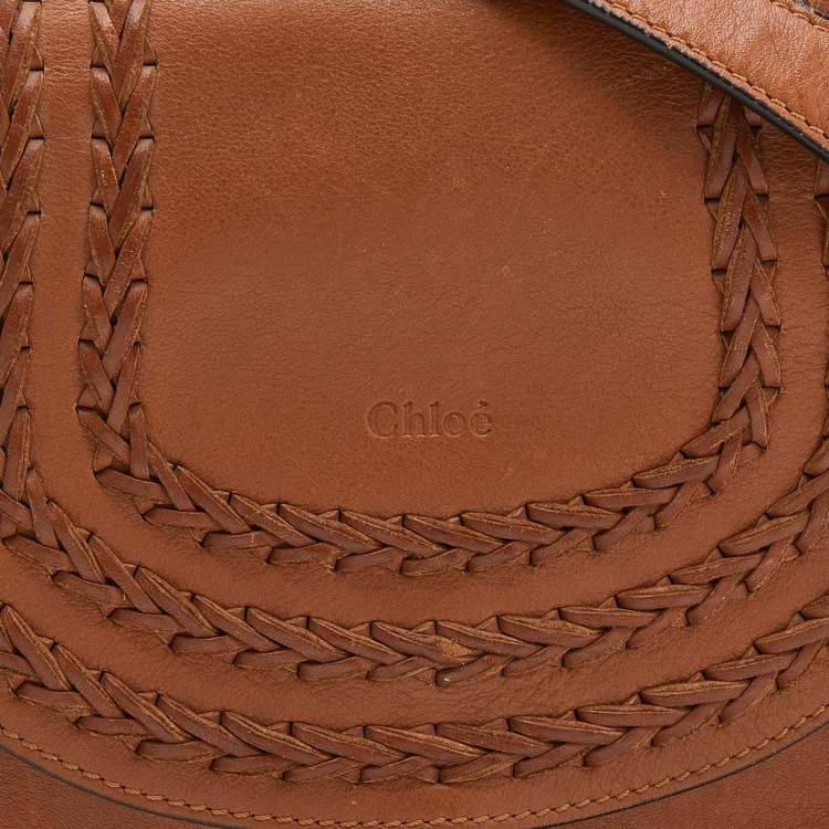 Pre Owned Chloe Brown Leather Small Braided Hudson Shoulder Bag