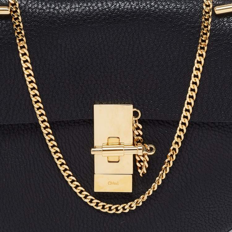 Pre Owned Chloe Black Leather Medium Drew Shoulder Bag